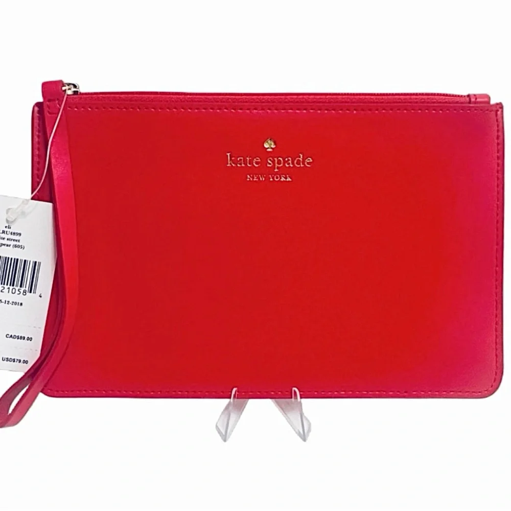 Kate Spade Red Eli White Street Leather Wristlet Clutch Pouch (2018) ~ NWT - Picture 2 of 8